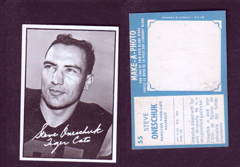 1961 CFL TOPPS FOOTBALL CARD #55 S. ONESCHUK photo