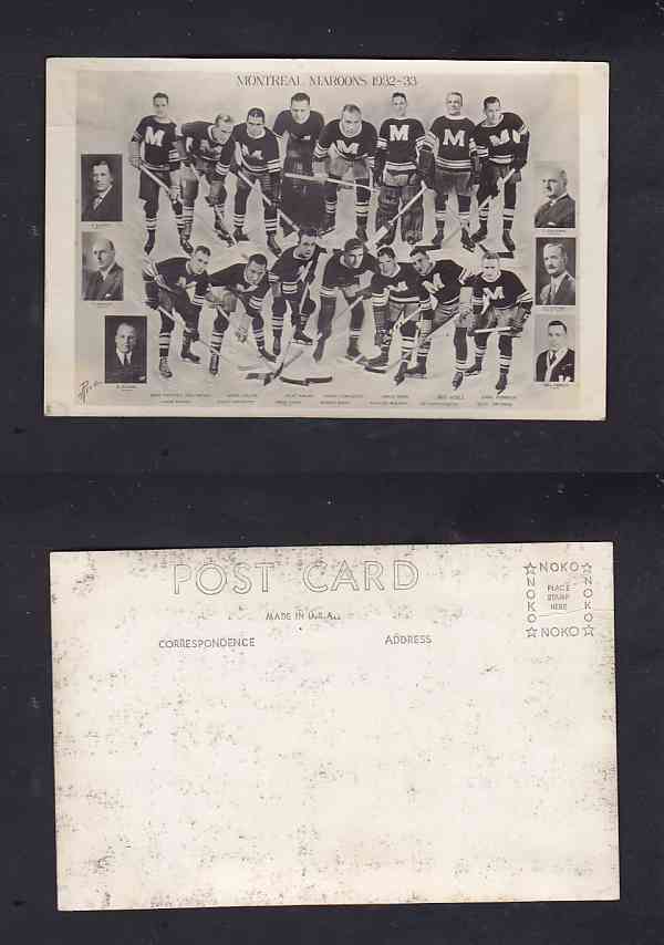 1932-33 MONTREAL MAROONS ORIGINAL TEAM POST CARD photo