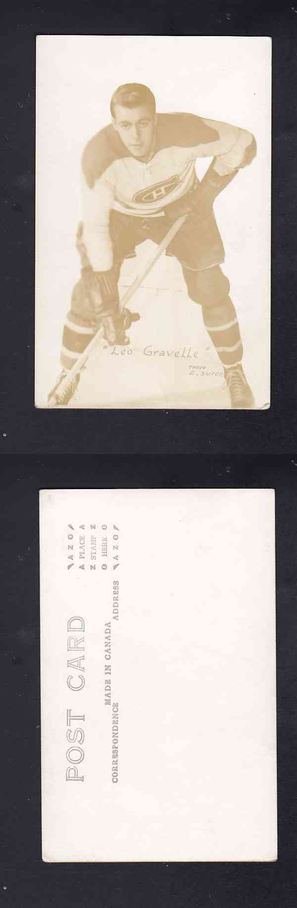 1940'S MONTREAL CANADIENS POST CARD L. GRAVELLE photo