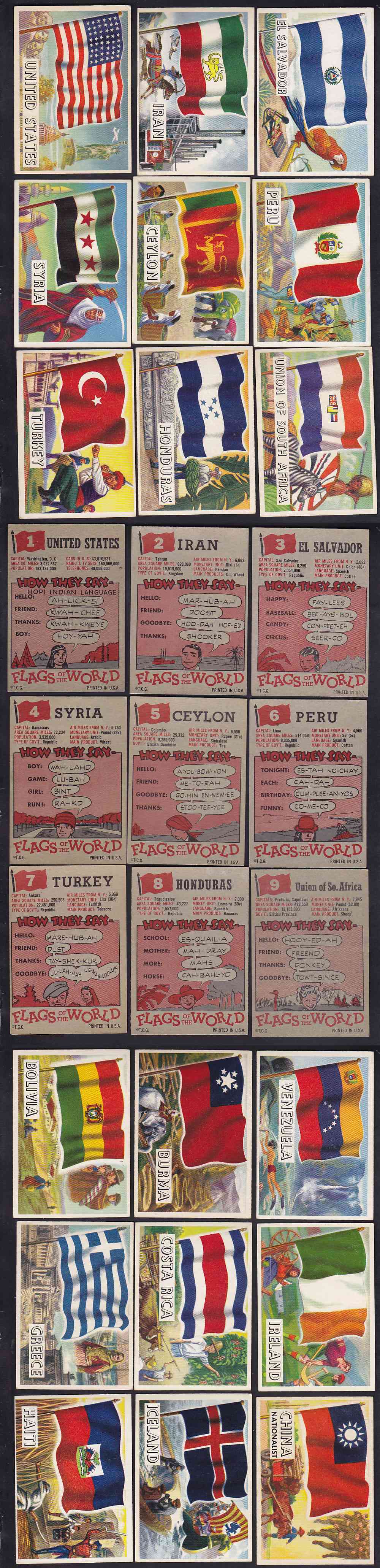 1956 TOPPS FLAGS OF THE WORLD CARD FULL SET 80/80 photo