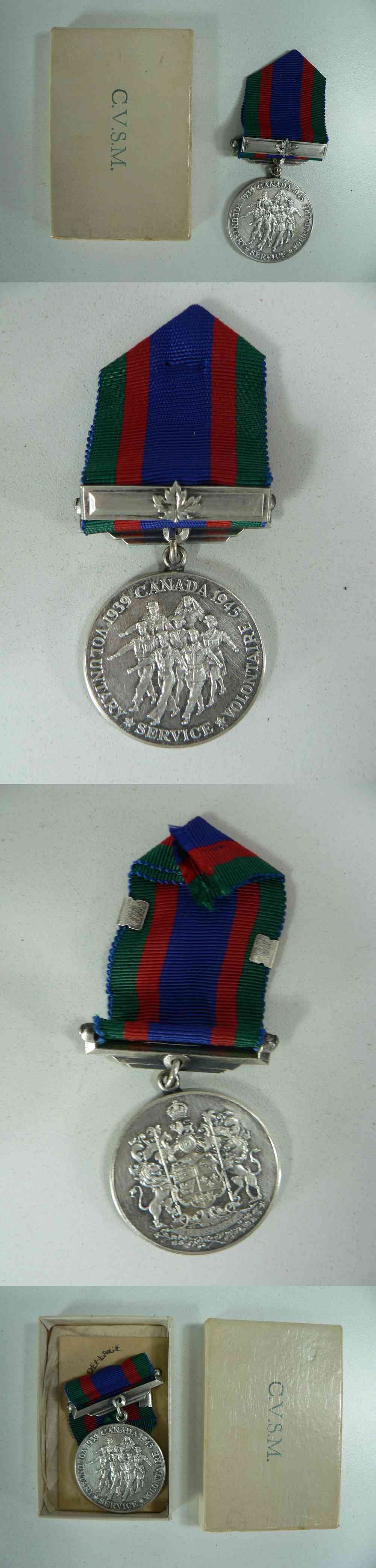 1939-45 WWII CANADA STERLING SILVER VOLUNTARY SERVICE MEDAL & BOX photo 1939-45 WWII CANADA STERLING SILVER VOLUNTARY SERVICE MEDAL & BOX photo