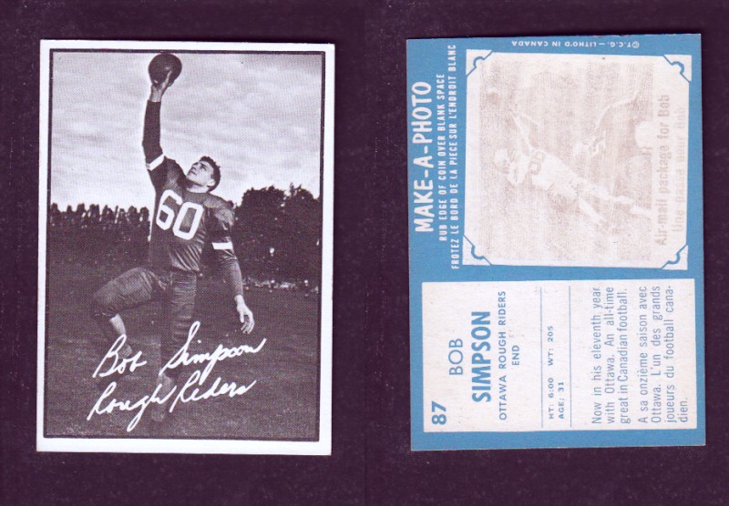 1961 CFL TOPPS FOOTBALL CARD #83 K. VAUGHAN photo