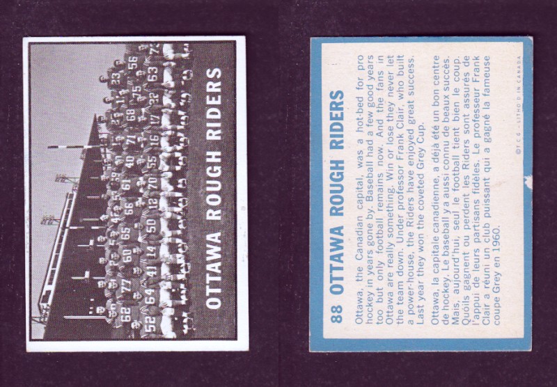 1961 CFL TOPPS FOOTBALL CARD #88 OTTAWA ROUGH RIDERS TEAM  photo