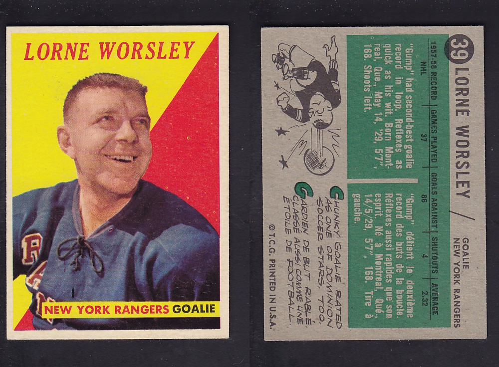 1958-59 TOPPS HOCKEY CARD #39 L. WORSLEY photo