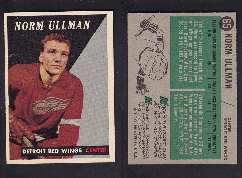 1958-59 TOPPS HOCKEY CARD #65 N. ULLMAN photo