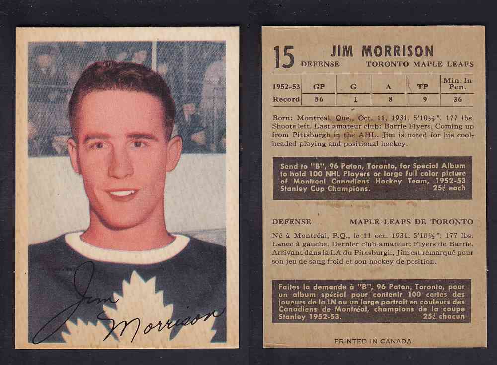 1953-54 PARKHURST HOCKEY CARD #15 J. MORRISON photo