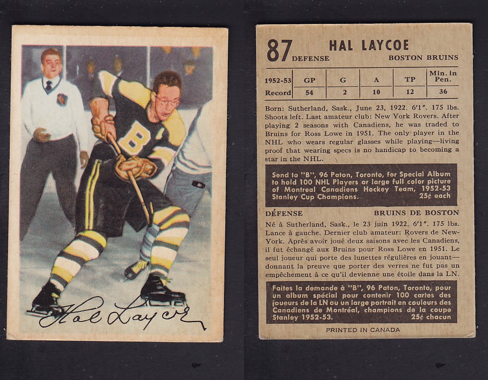 1953-54 PARKHURST HOCKEY CARD #87 H. LAYCOE photo