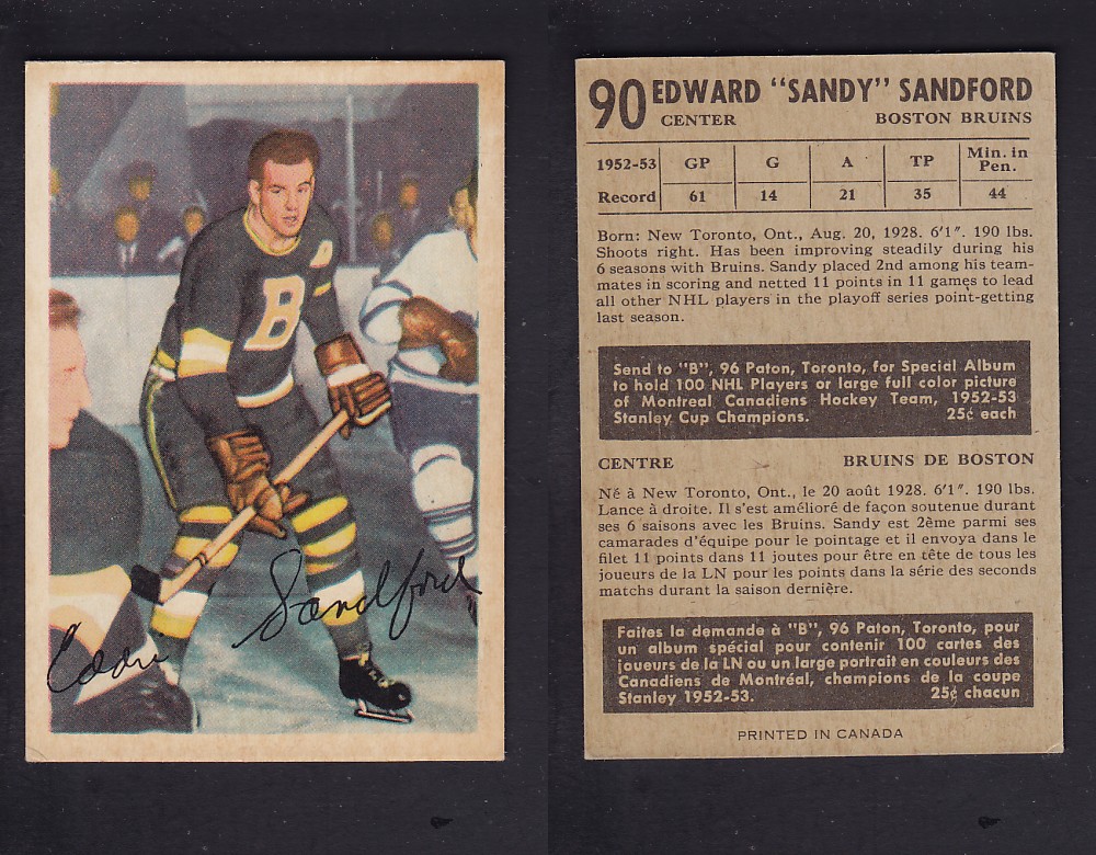 1953-54 PARKHURST HOCKEY CARD #90 E. SANDFORD photo