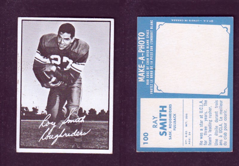 1961 CFL TOPPS FOOTBALL CARD #100 R. SMITH photo