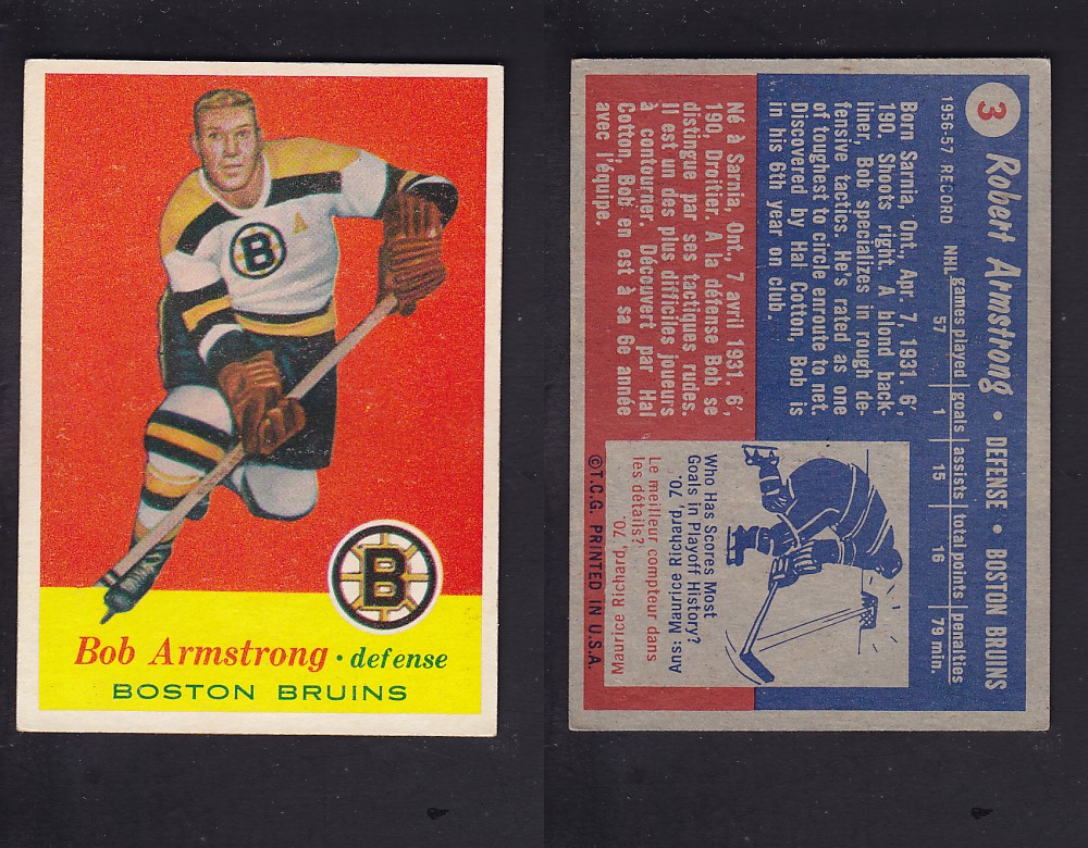 1957-58 TOPPS HOCKEY CARD #3 R. ARMSTRONG photo