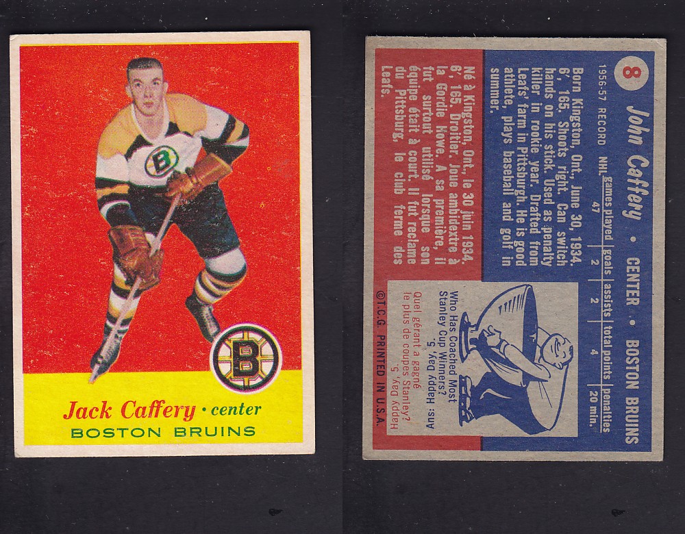 1957-58 TOPPS HOCKEY CARD #8 J. CAFFERY photo