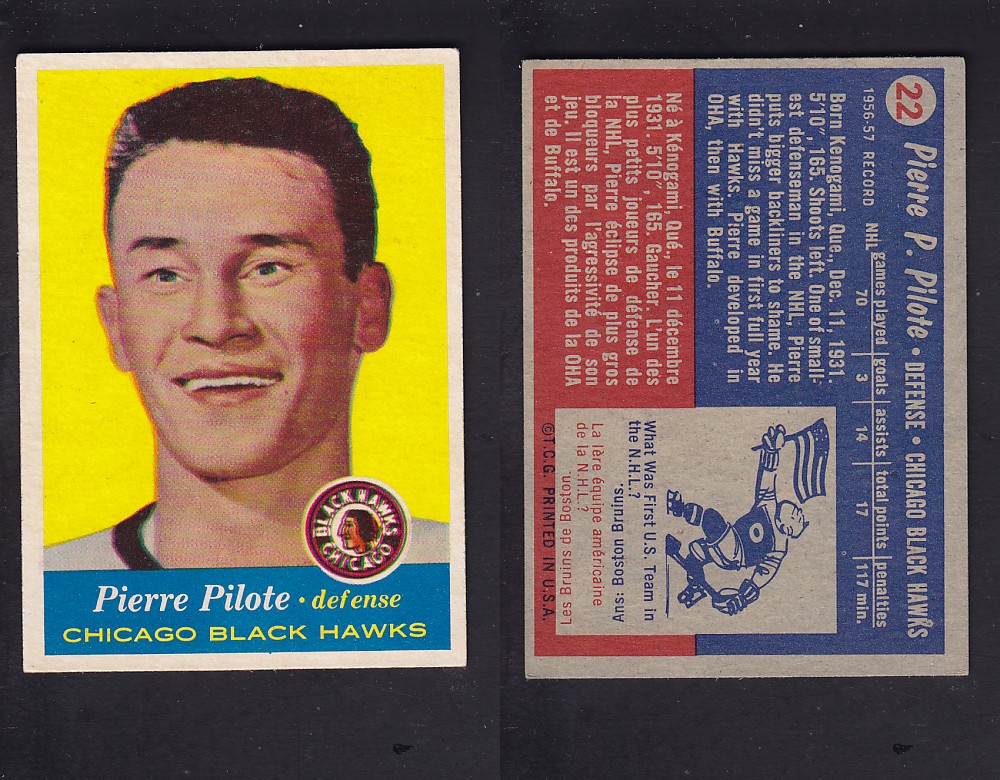 1957-58 TOPPS HOCKEY CARD #22 P. PILOTE photo