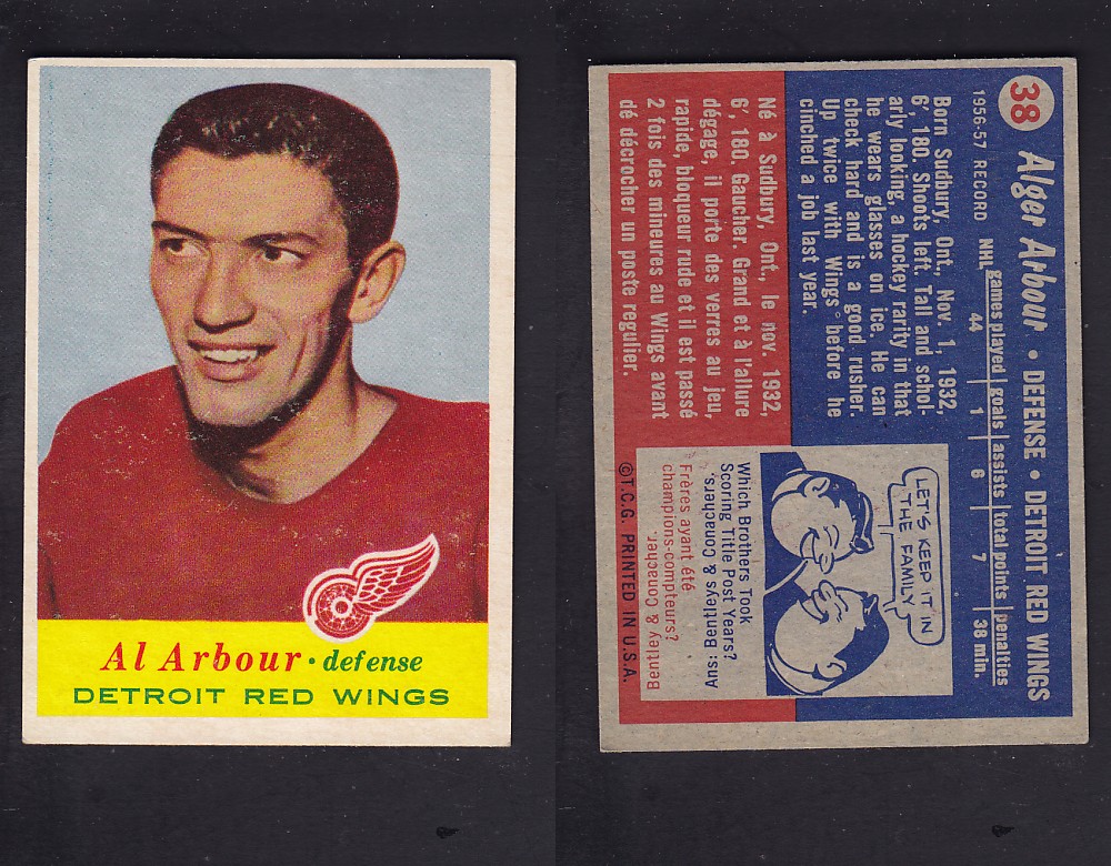 1957-58 TOPPS HOCKEY CARD #38 A. ARBOUR photo