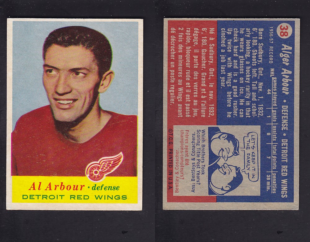 1957-58 TOPPS HOCKEY CARD #38 A. ARBOUR photo