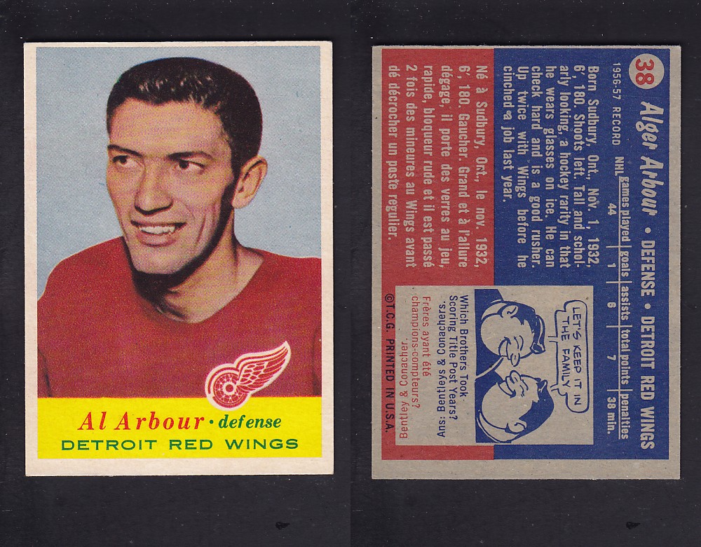 1957-58 TOPPS HOCKEY CARD #38 A. ARBOUR photo