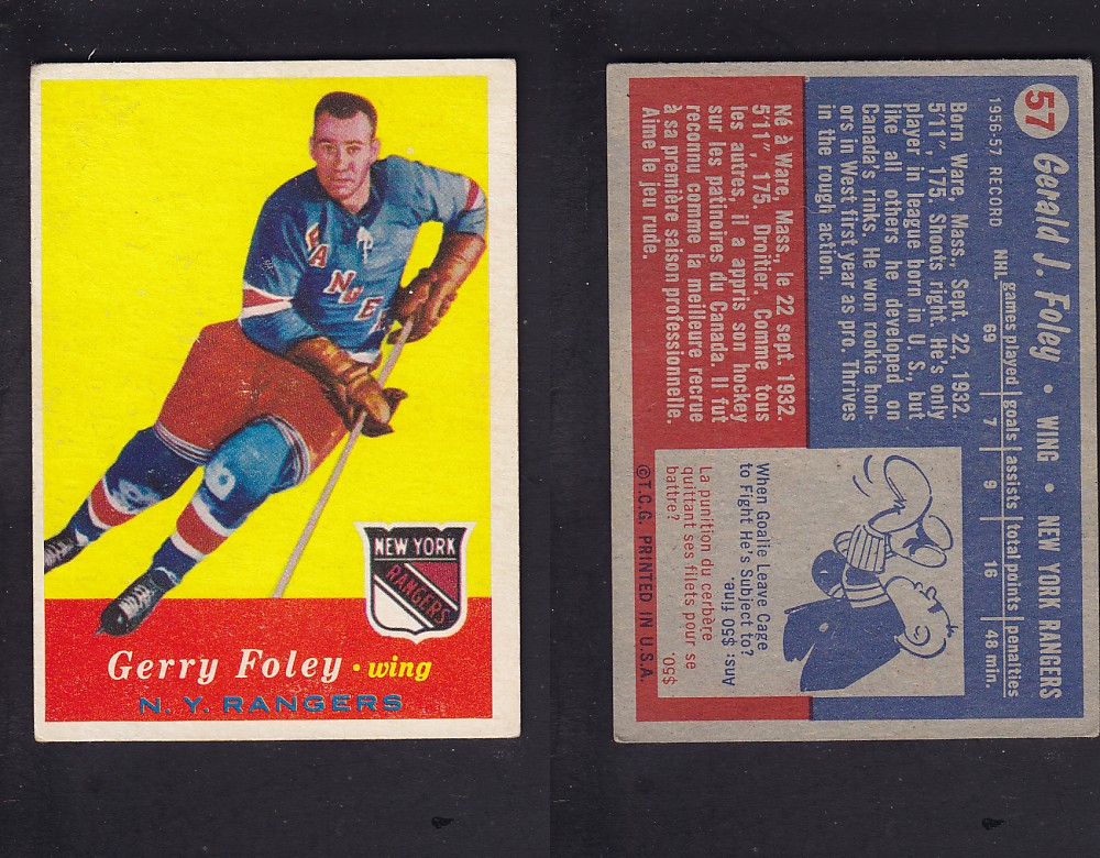 1957-58 TOPPS HOCKEY CARD #57 G. FOLEY photo