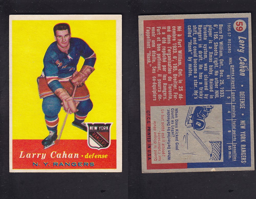 1957-58 TOPPS HOCKEY CARD #59 L. CAHAN photo