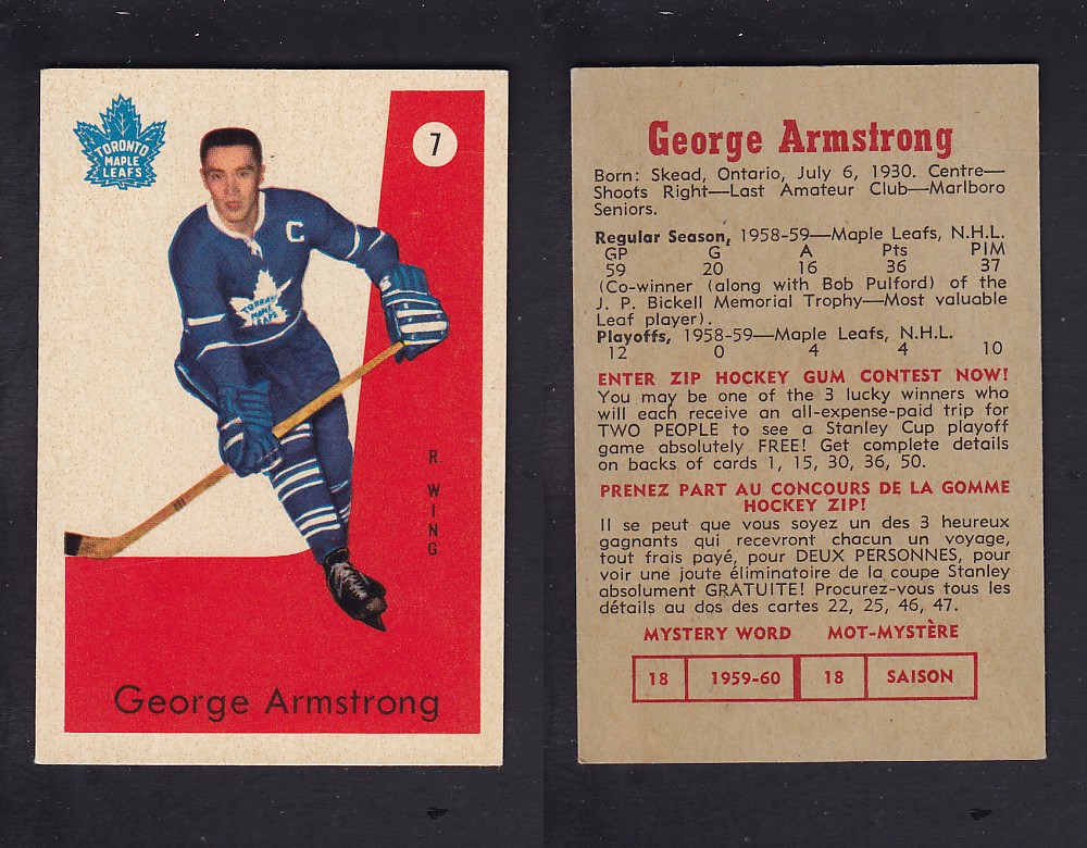 1959-60 PARKHURST HOCKEY CARD #7 G. ARMSTRONG photo