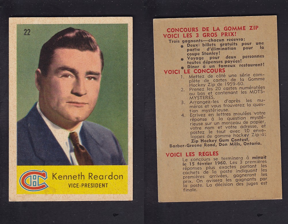 1959-60 PARKHURST HOCKEY CARD #22 K. REARDON photo