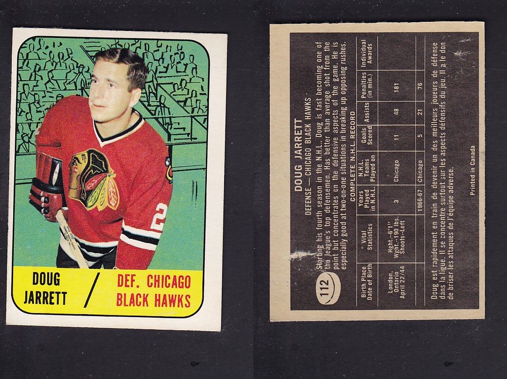 1967-68 TOPPS HOCKEY CARD #112 D. JARRETT photo