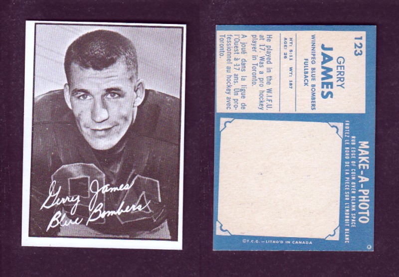 1961 CFL TOPPS FOOTBALL CARD #123 G. JAMES photo