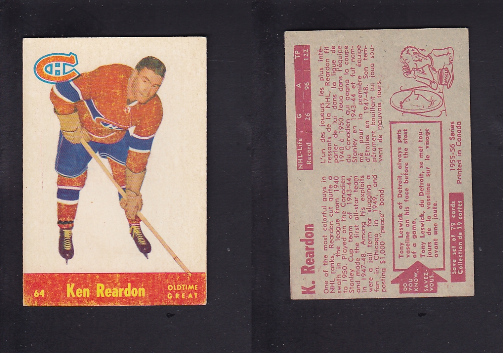 1955-56 PARKHURST HOCKEY CARD #64 K. REARDON photo