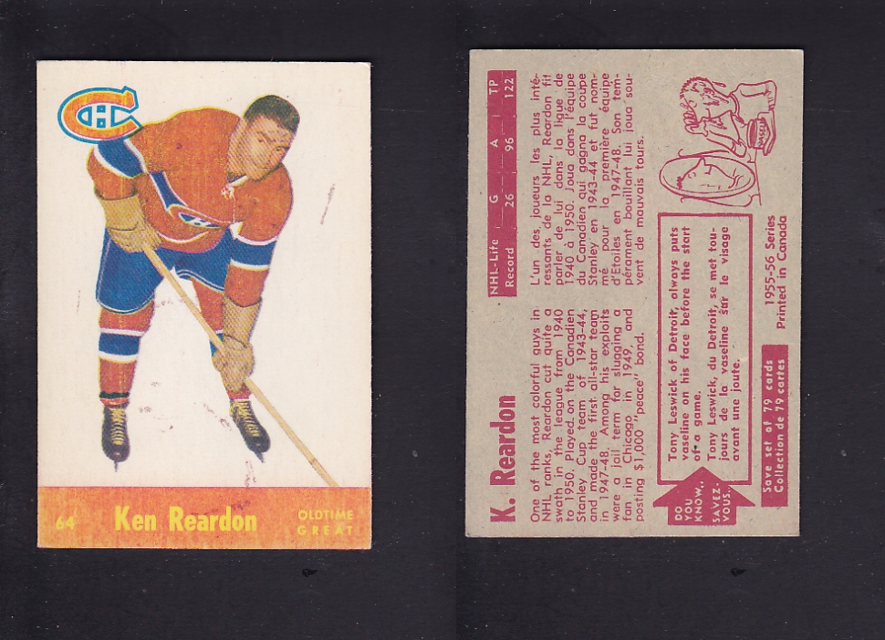 1955-56 PARKHURST HOCKEY CARD #64 K. REARDON photo