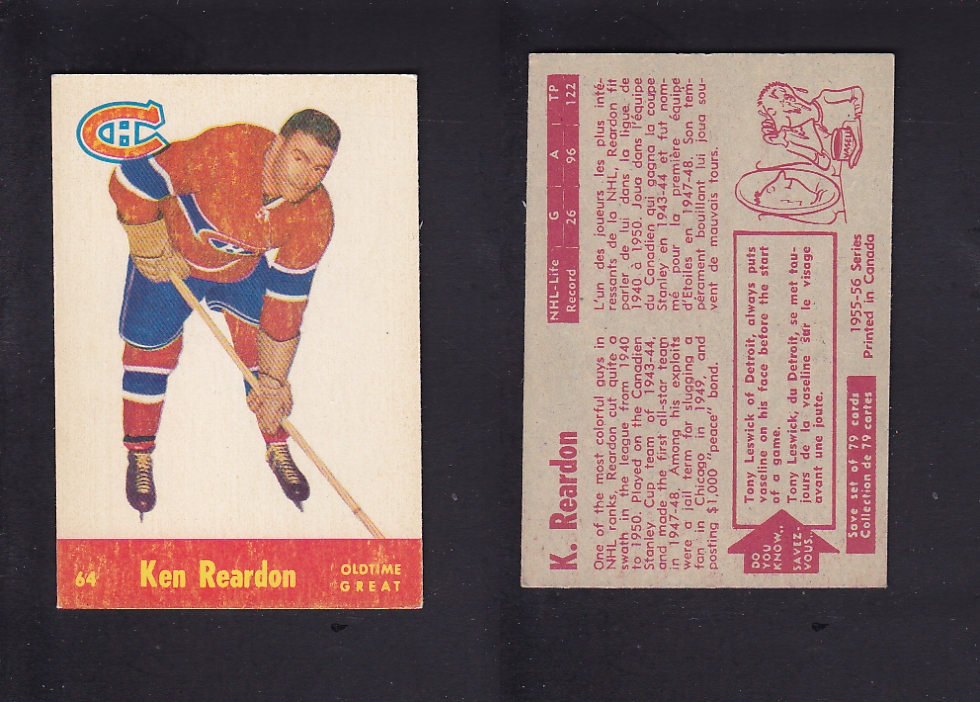 1955-56 PARKHURST HOCKEY CARD #64 K. REARDON photo