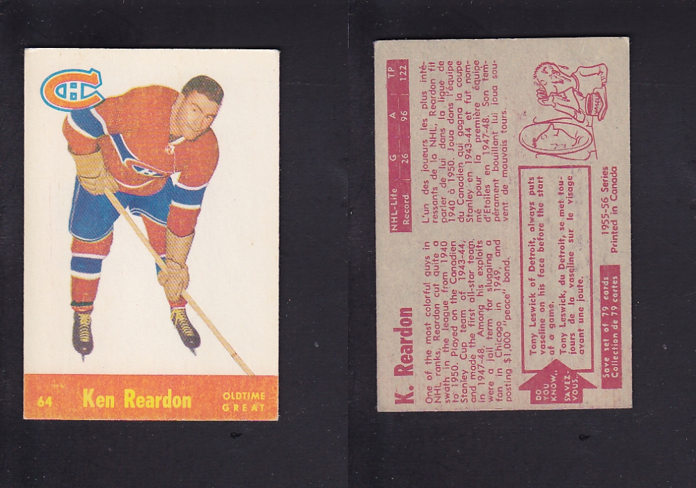 1955-56 PARKHURST HOCKEY CARD #64 K. REARDON photo