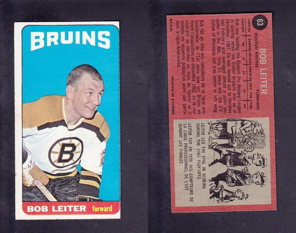 1964-65 TOPPS HOCKEY CARD #63 B. LEITER photo