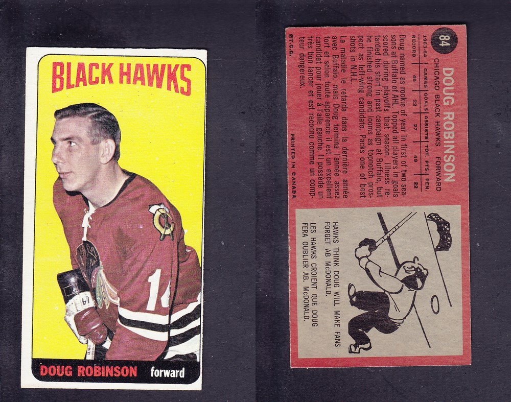 1964-65 TOPPS HOCKEY CARD #84 D. ROBINSON photo