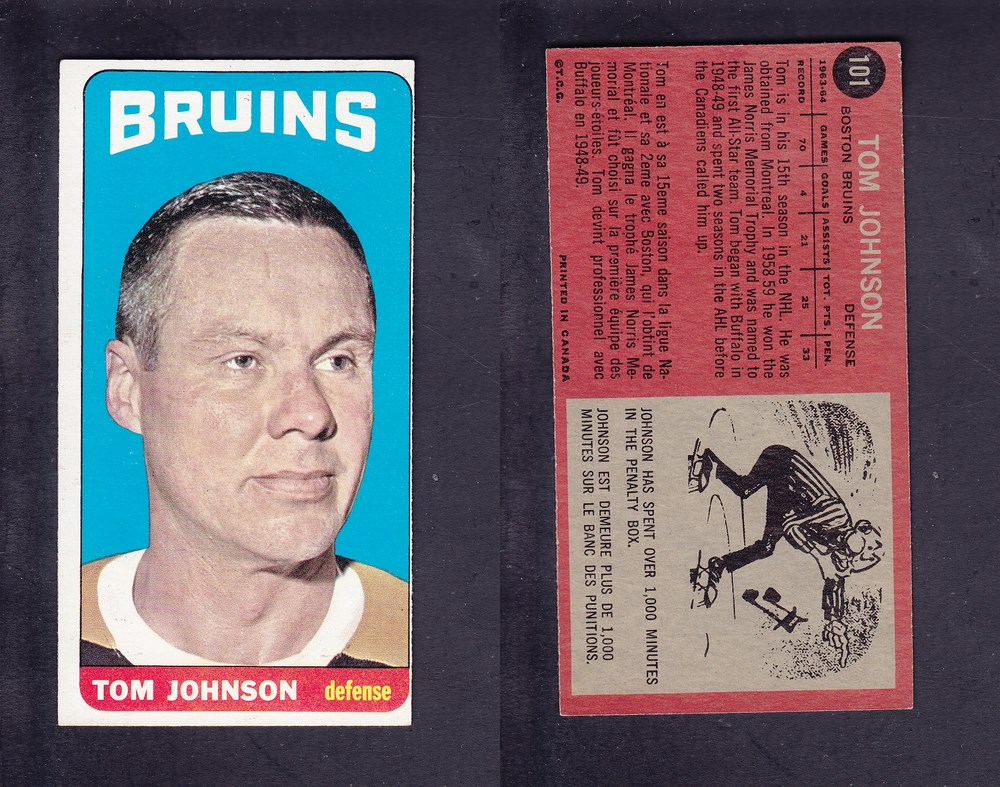 1964-65 TOPPS HOCKEY CARD #101 T. JOHNSON photo