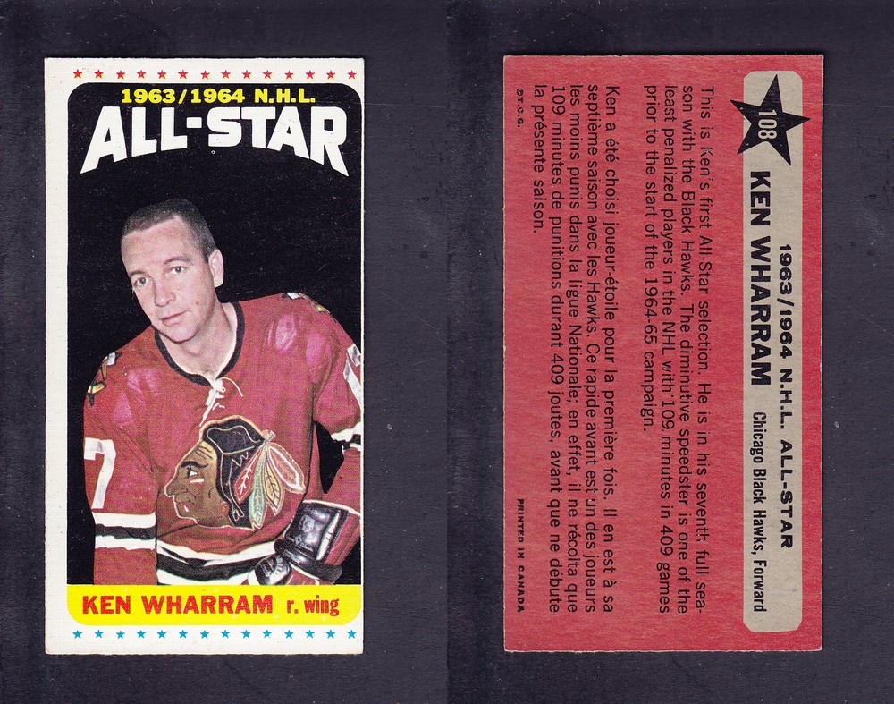 1964-65 TOPPS HOCKEY CARD #108 K. WHARRAM photo