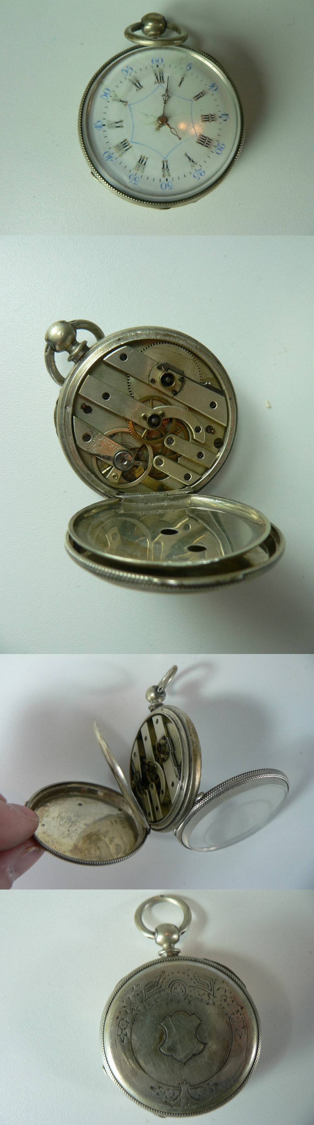 VINTAGE 40 MM SOLID SILVER FANCY DIAL POCKET WATCH photo