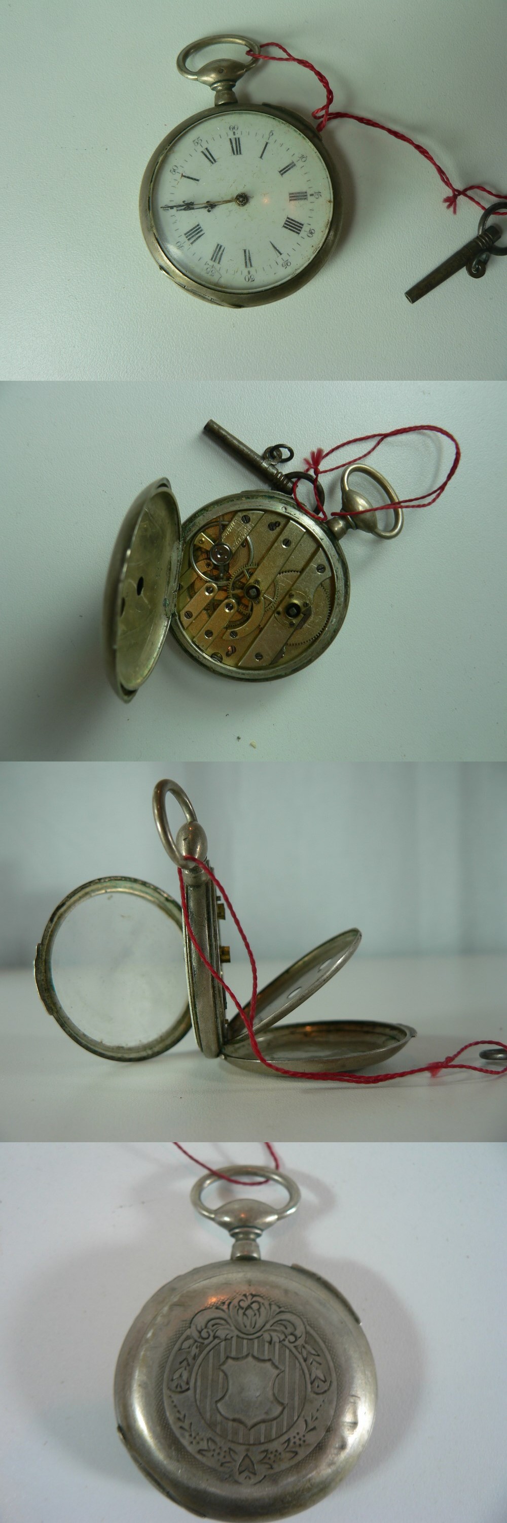 VINTAGE 40 MM .800 SILVER FRENCH POCKET WATCH  photo