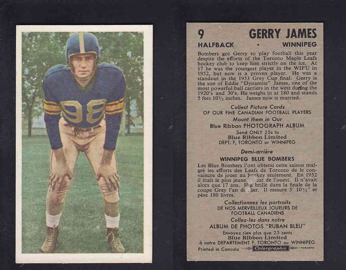 1954 CFL BLUE RIBBON FOOTBALL CARD #9 G. JAMES photo