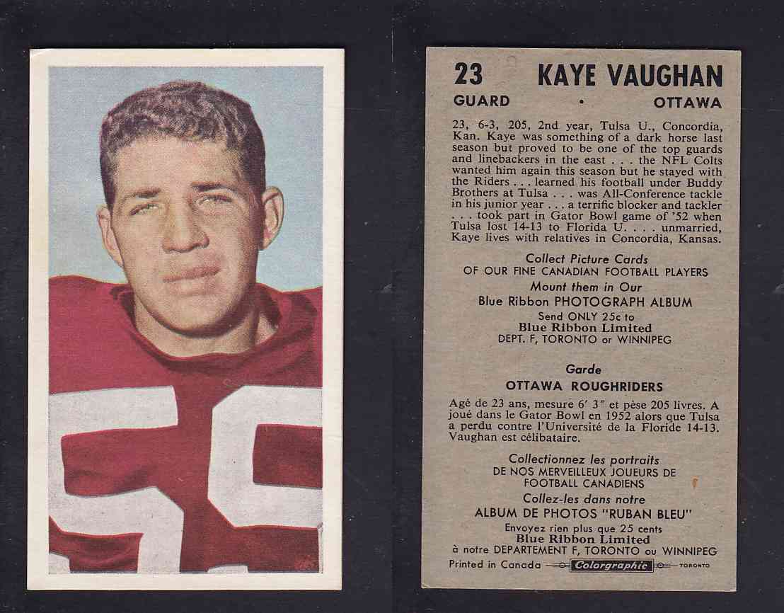 1954 CFL BLUE RIBBON FOOTBALL CARD #23 K. VAUGNAN photo