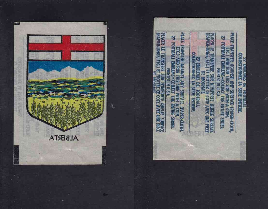 1965 CFL TOPPS TRANSFERT ALBERTA COAT OF ARMS photo