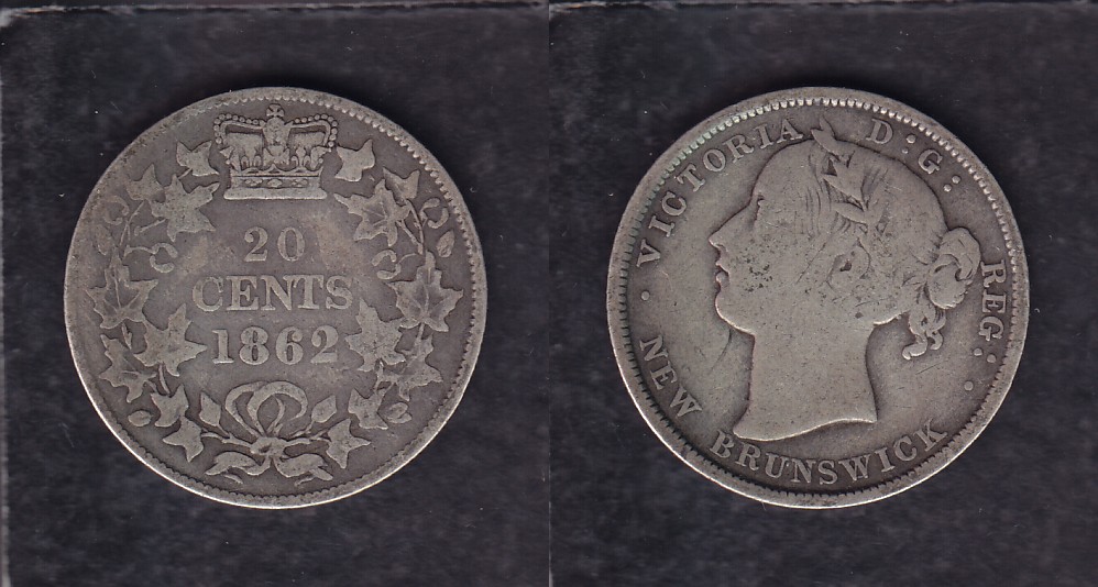 1862 CANADA NEW BRUNSWICK 0.20$ CENTS SILVER COIN photo