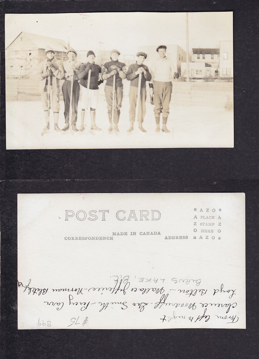 1900'S BURNS LAKE BC HOCKEY TEAM POST CARD photo