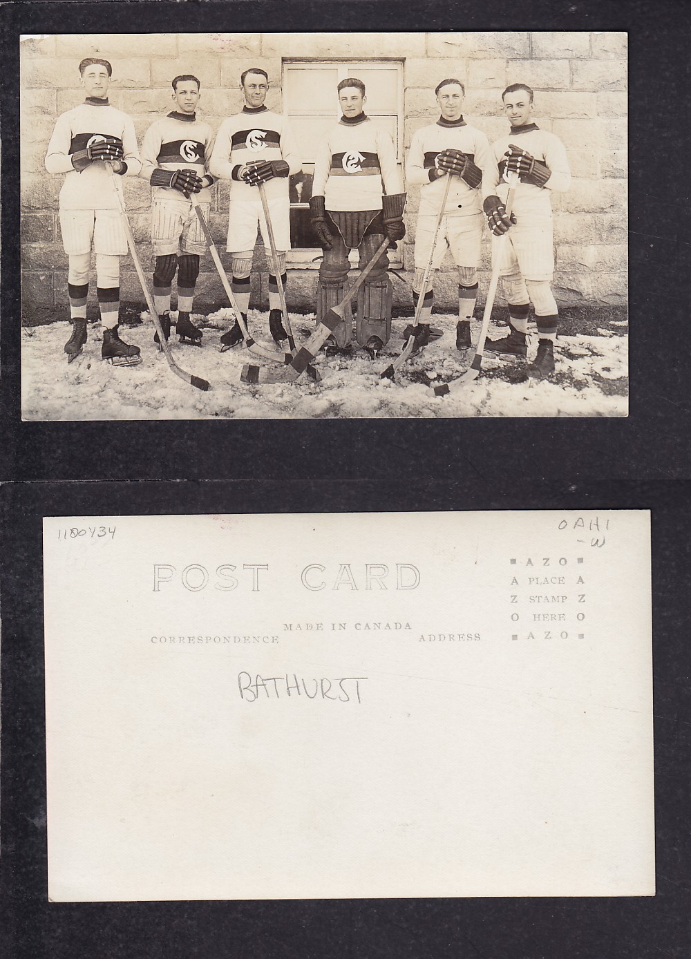 1900'S BATHURST HOCKEY TEAM POST CARD photo