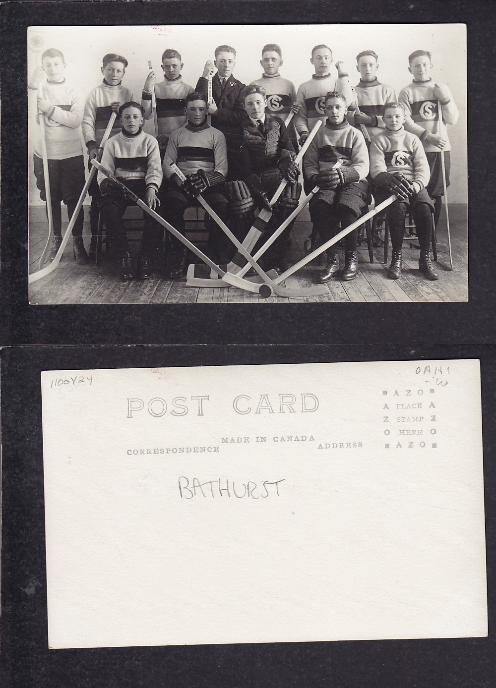 1910'S BATHURST HOCKEY TEAM POST CARD photo