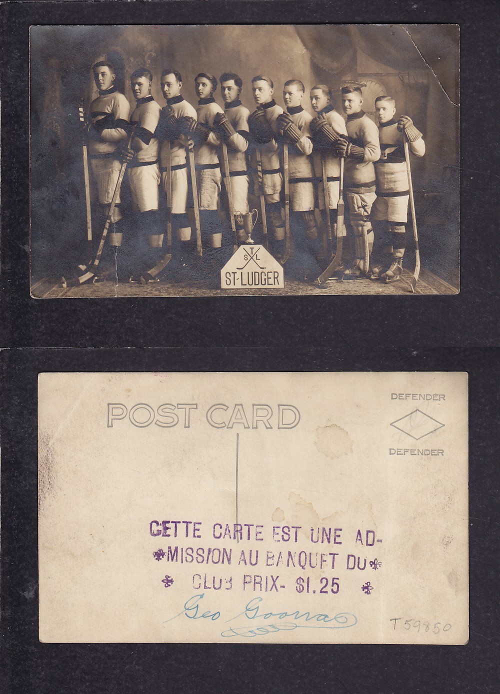 1900'S ST-LUDGER HOCKEY TEAM POST CARD photo