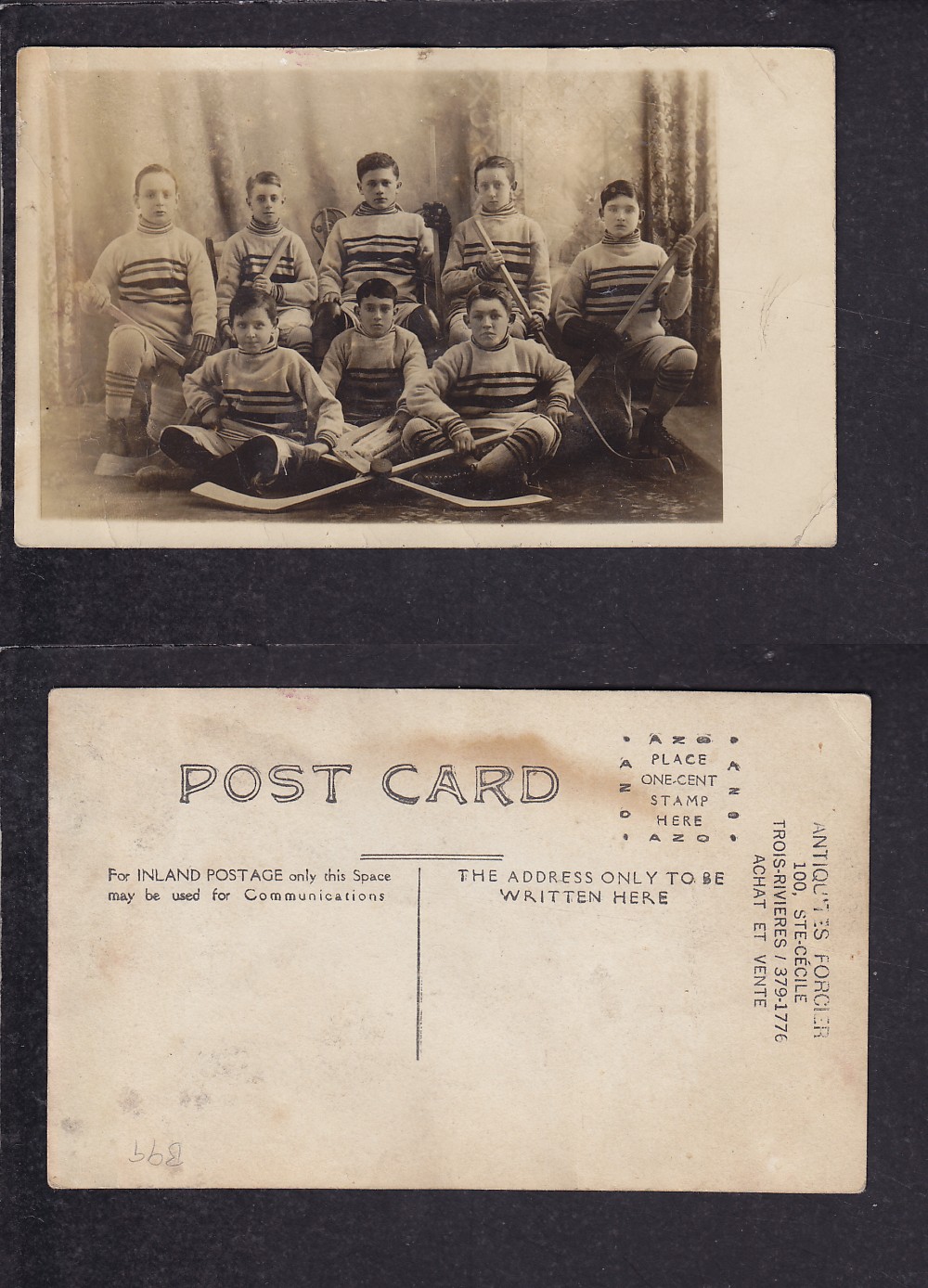 1900'S TROIS RIVIERES HOCKEY TEAM POST CARD photo