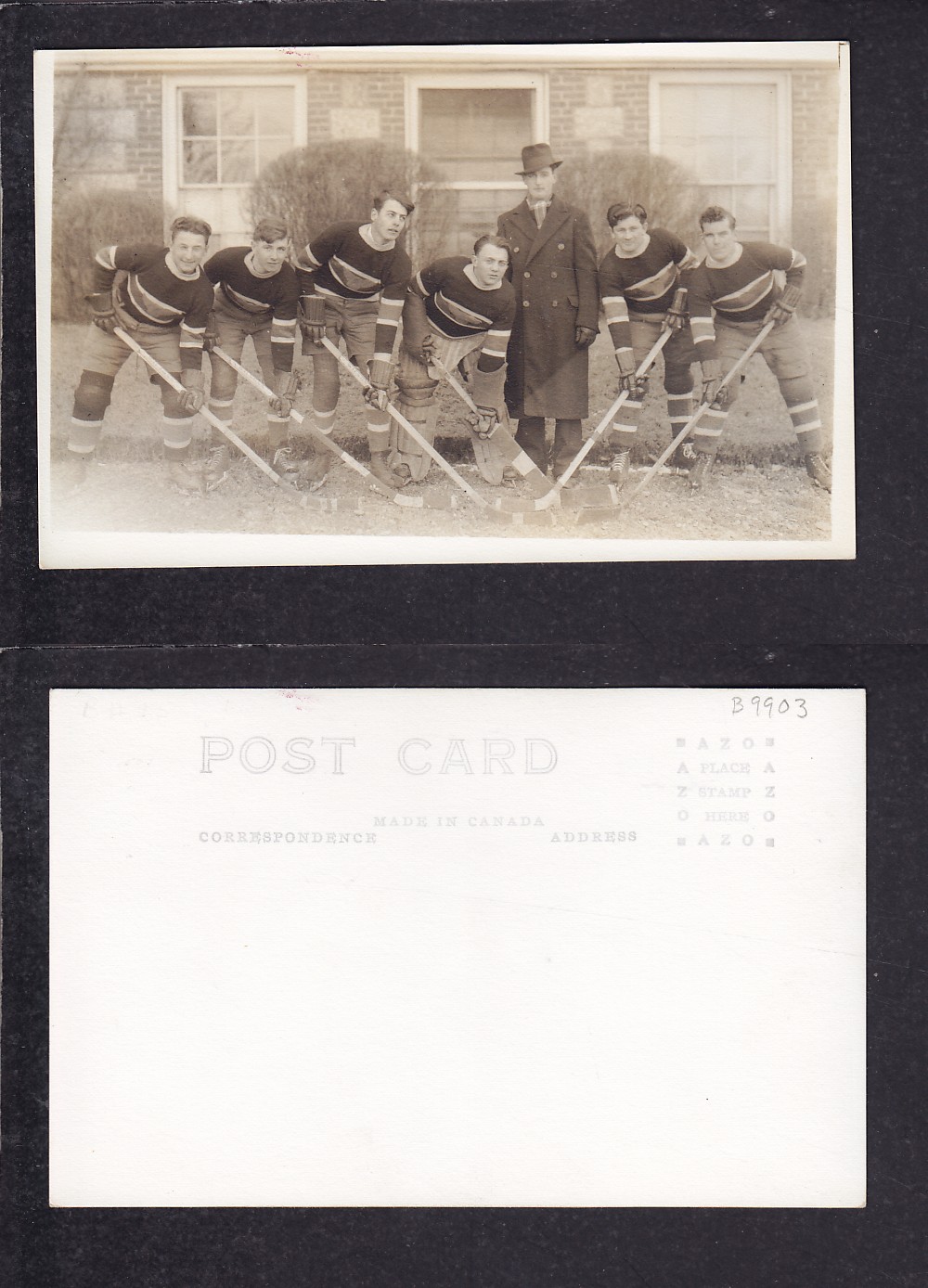 1910'S HOCKEY TEAM POST CARD photo
