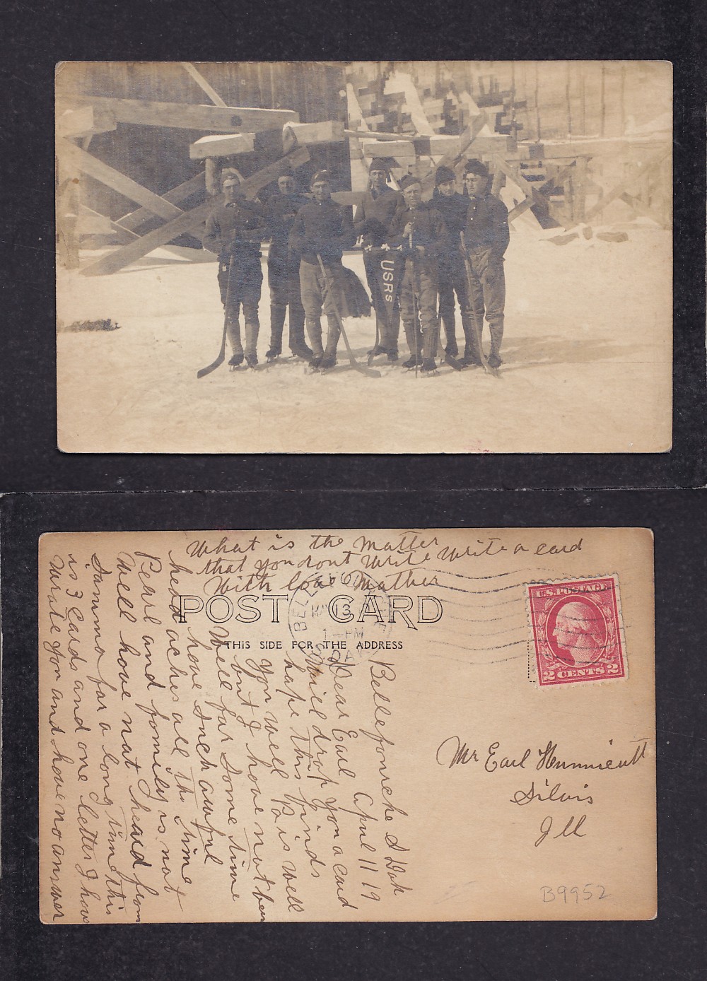 1900'S BELLEFOLRCHE HOCKEY TEAM POST CARD photo