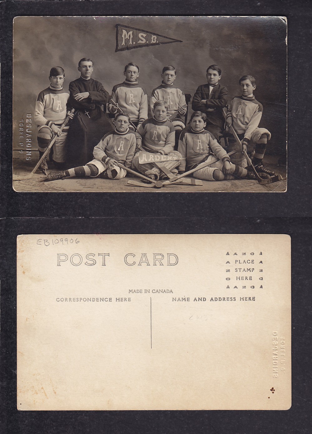 1900'S SOREL HOCKEY TEAM POST CARD photo
