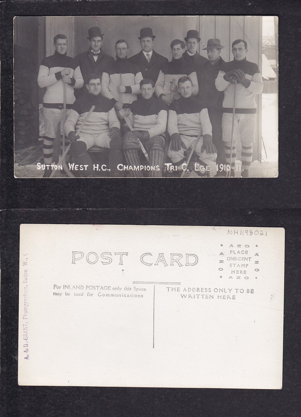 1910-11 SUTTON HOCKEY TEAM POST CARD photo