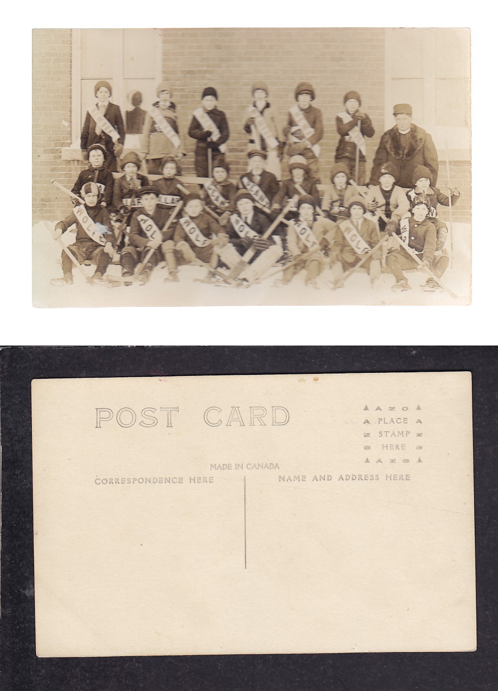 1910'S LEVIS HOCKEY TEAM POST CARD photo
