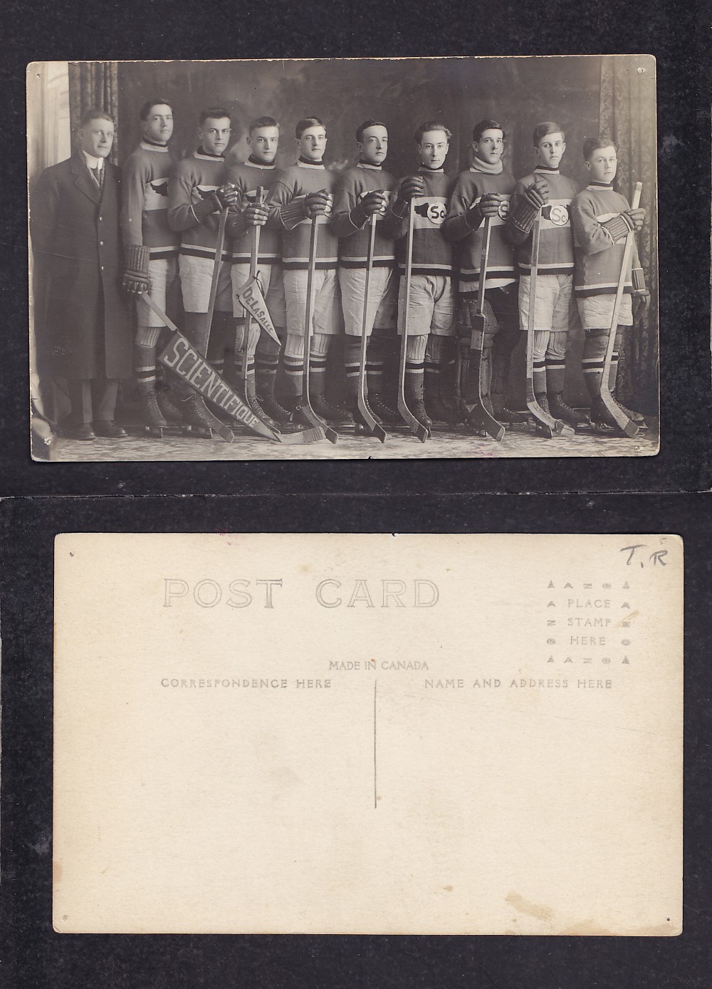 1900'S LASALLE HOCKEY TEAM POST CARD photo
